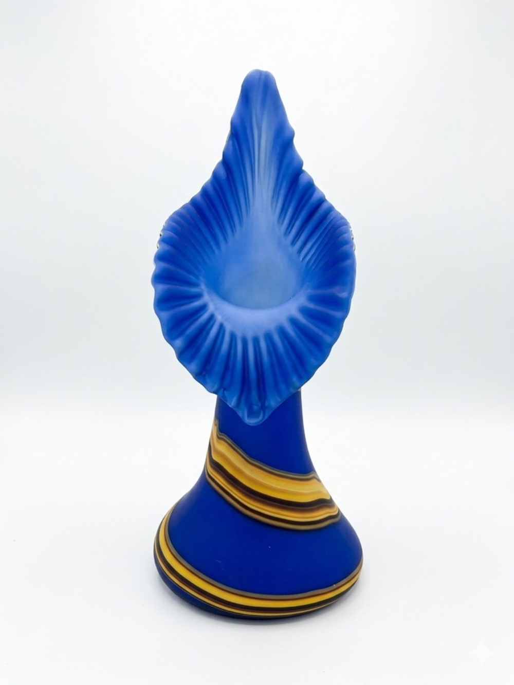 Essie Zahreh Jack in The Pulpit AzerBaijan Blue Art Glass Vase with Gold Banding